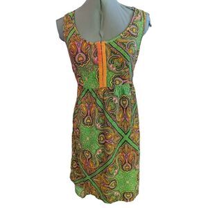 Y2K woman's colorful paisley print dress‎ size large